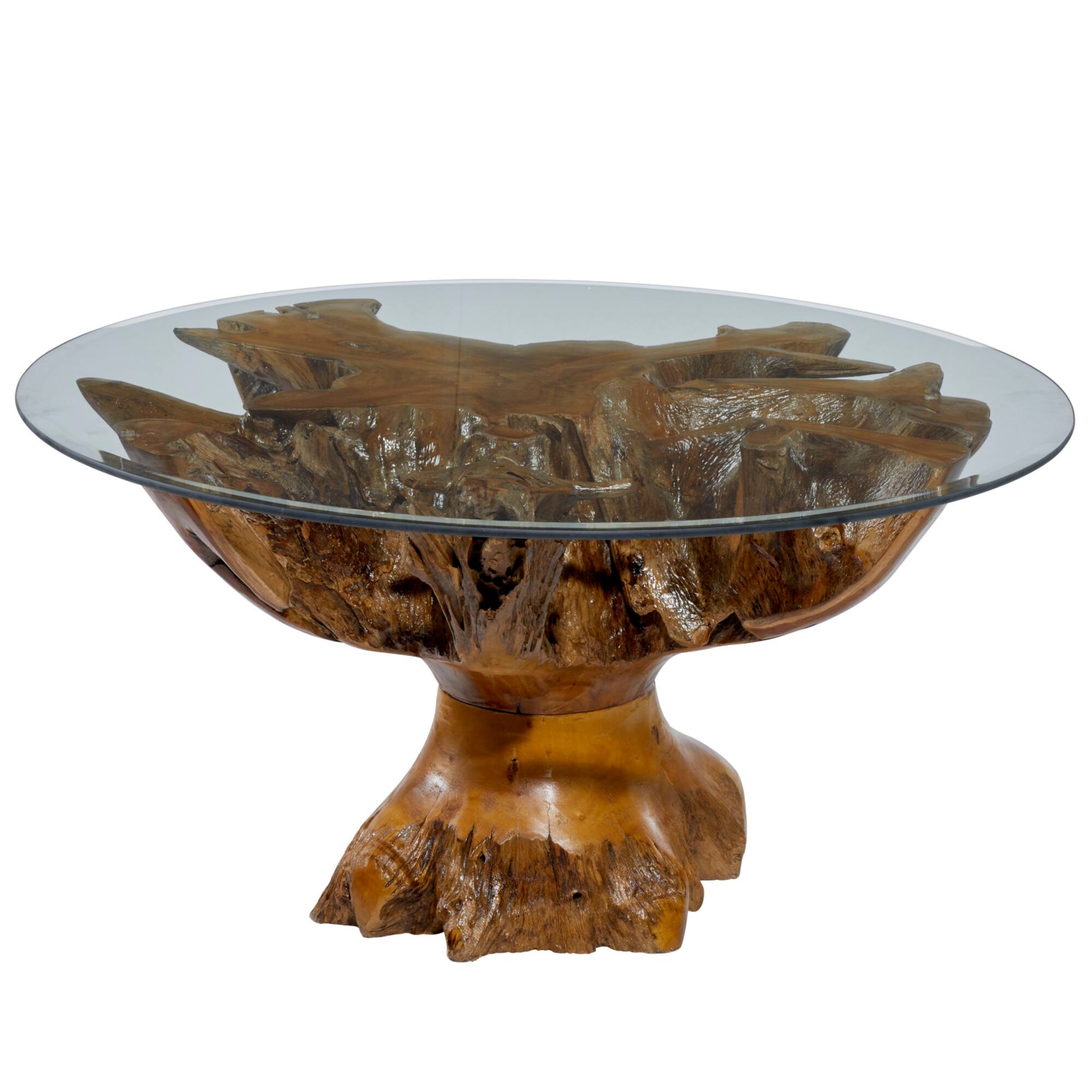 36" Brown Teak Wood Rustic Coffee Table